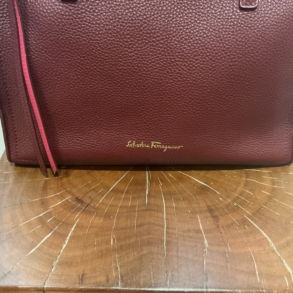 Salvatore Ferragamo Burgundy Leather Tote - Picture 6 of 16